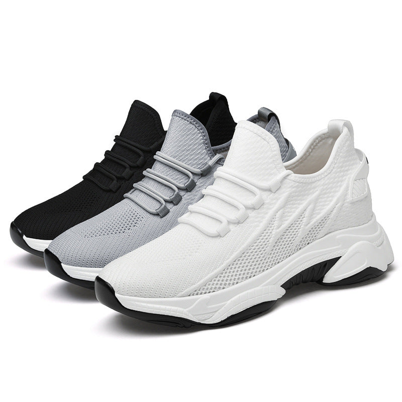 Tie-up Height-Increasing Shoes for Men, Breathable Mesh Casual Dad Shoes