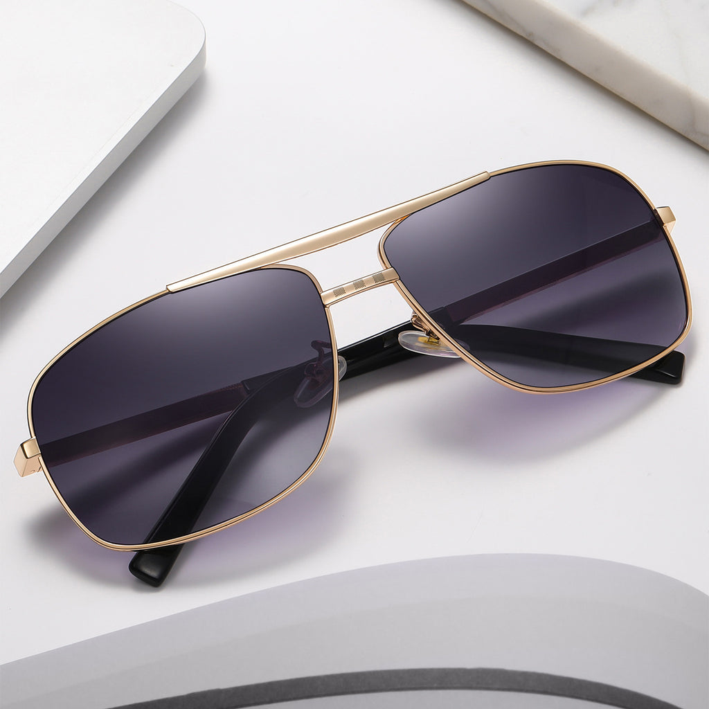 New Attitude Vintage Square Frame Sunglasses for Men, Fashionable Retro Aviator Style Shades, Streetwear Trendy Eyewear