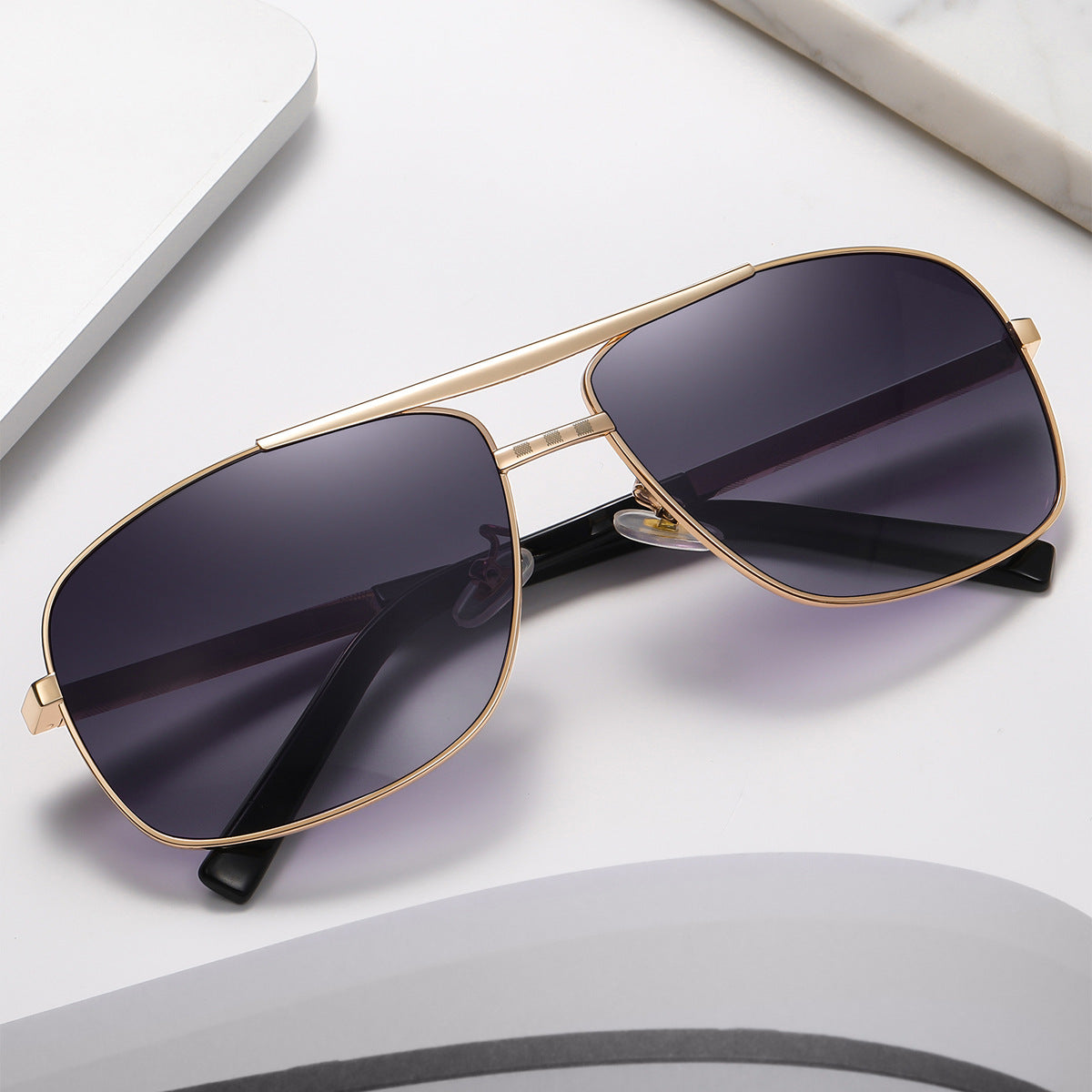 New Attitude Vintage Square Frame Sunglasses for Men, Fashionable Retro Aviator Style Shades, Streetwear Trendy Eyewear