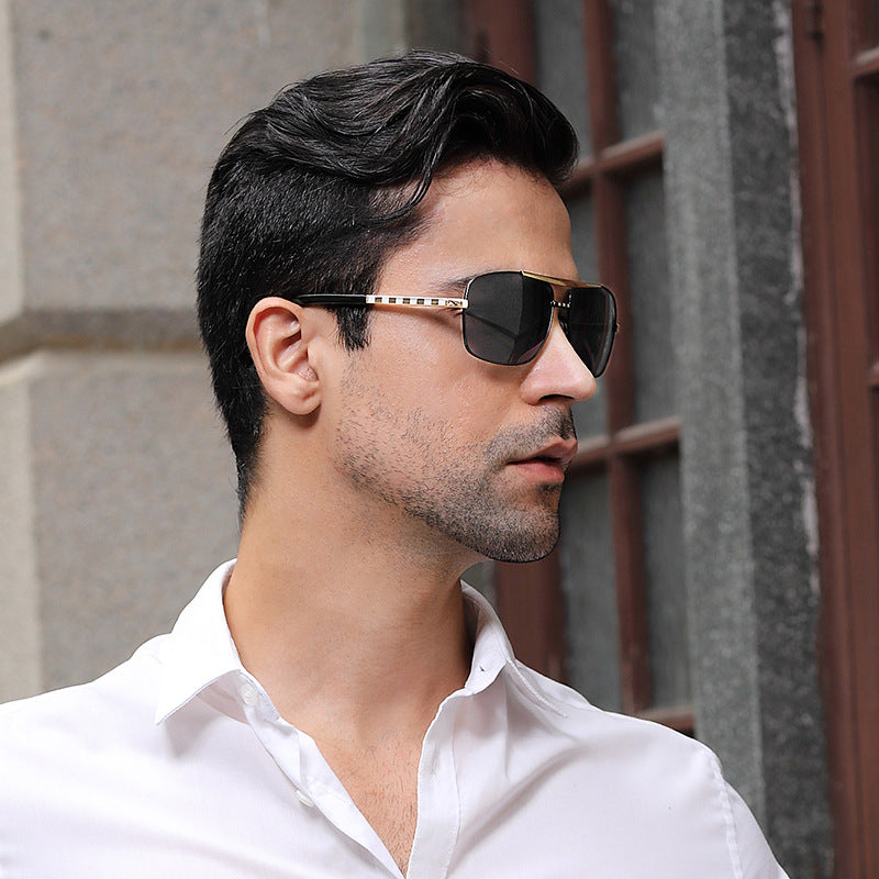 New Attitude Vintage Square Frame Sunglasses for Men, Fashionable Retro Aviator Style Shades, Streetwear Trendy Eyewear