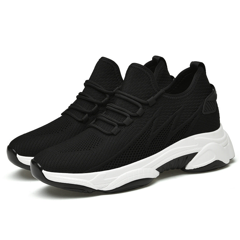 Tie-up Height-Increasing Shoes for Men, Breathable Mesh Casual Dad Shoes